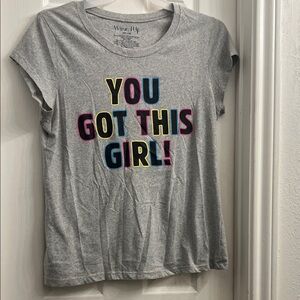 Wound Up Gray Motivational Tee with Colorful Text
